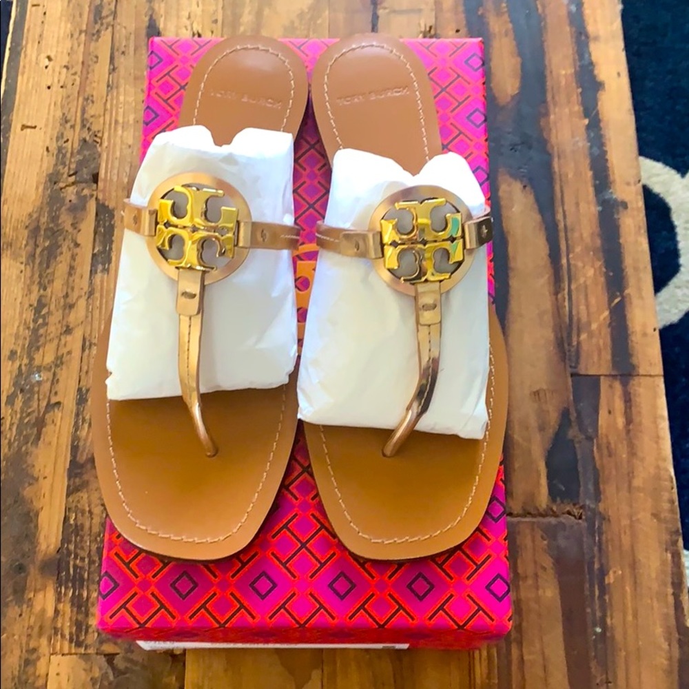 Tory Burch Rose Gold Mini Miller Sandals
